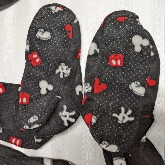 Disney Women Sleepwear Mickey Mouse Magic Fleece Footed One-Piece Black S - Picture 7 of 10